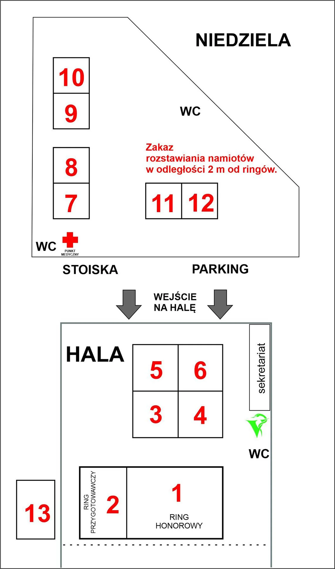 Wystawa psów Bydgoszcz Myślęcinek - plan ringów