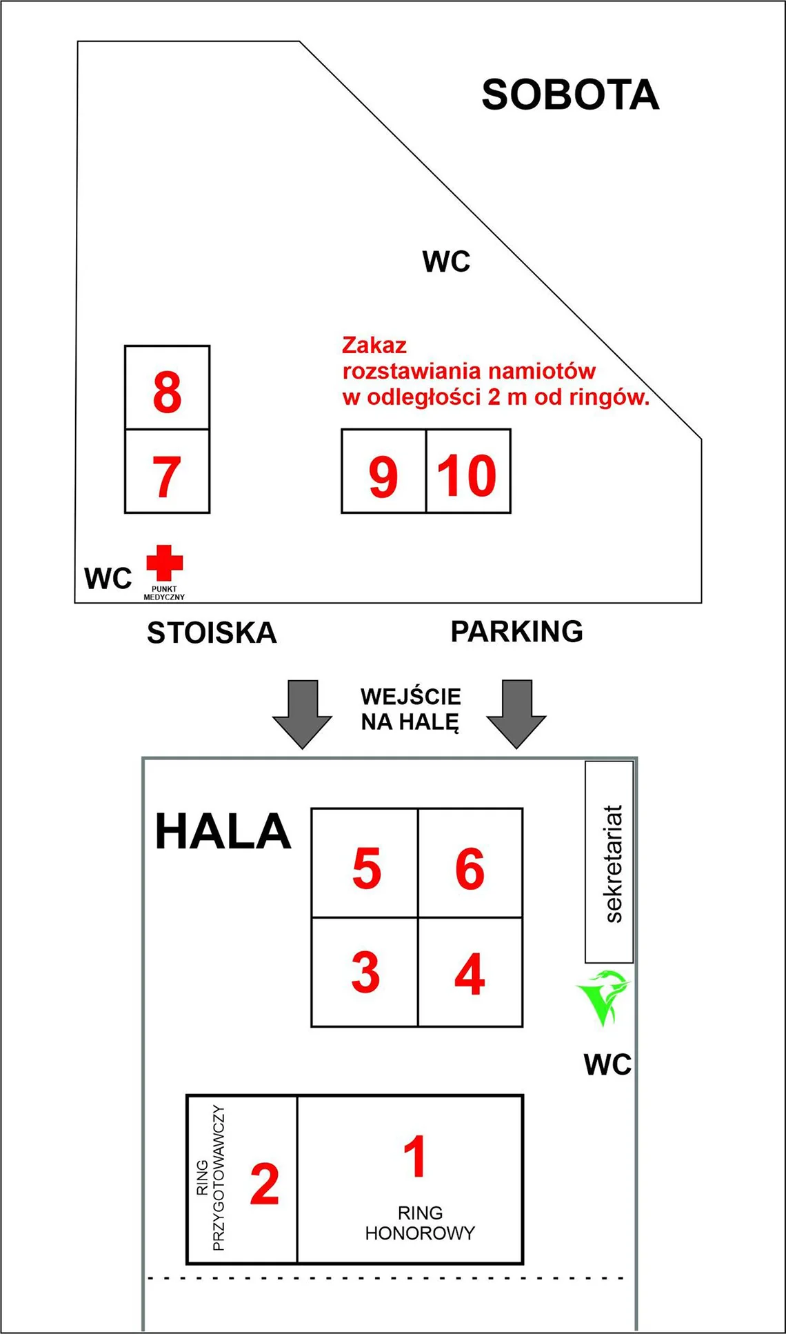 Wystawa psów Bydgoszcz Myślęcinek - plan ringów